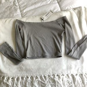 Gray off the shoulder top
